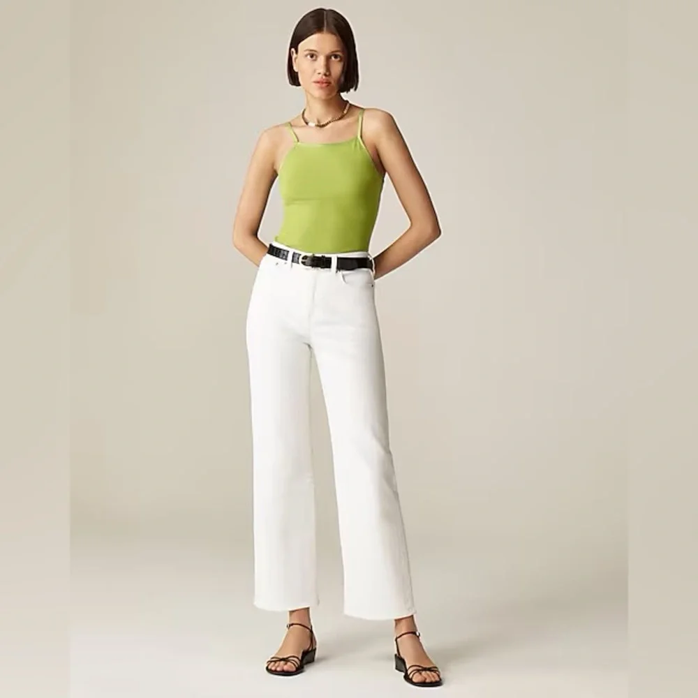 NWT J. Crew Petite slim-wide jean in White Denim Cropped Ankle Jeans raw hem - Picture 1 of 12